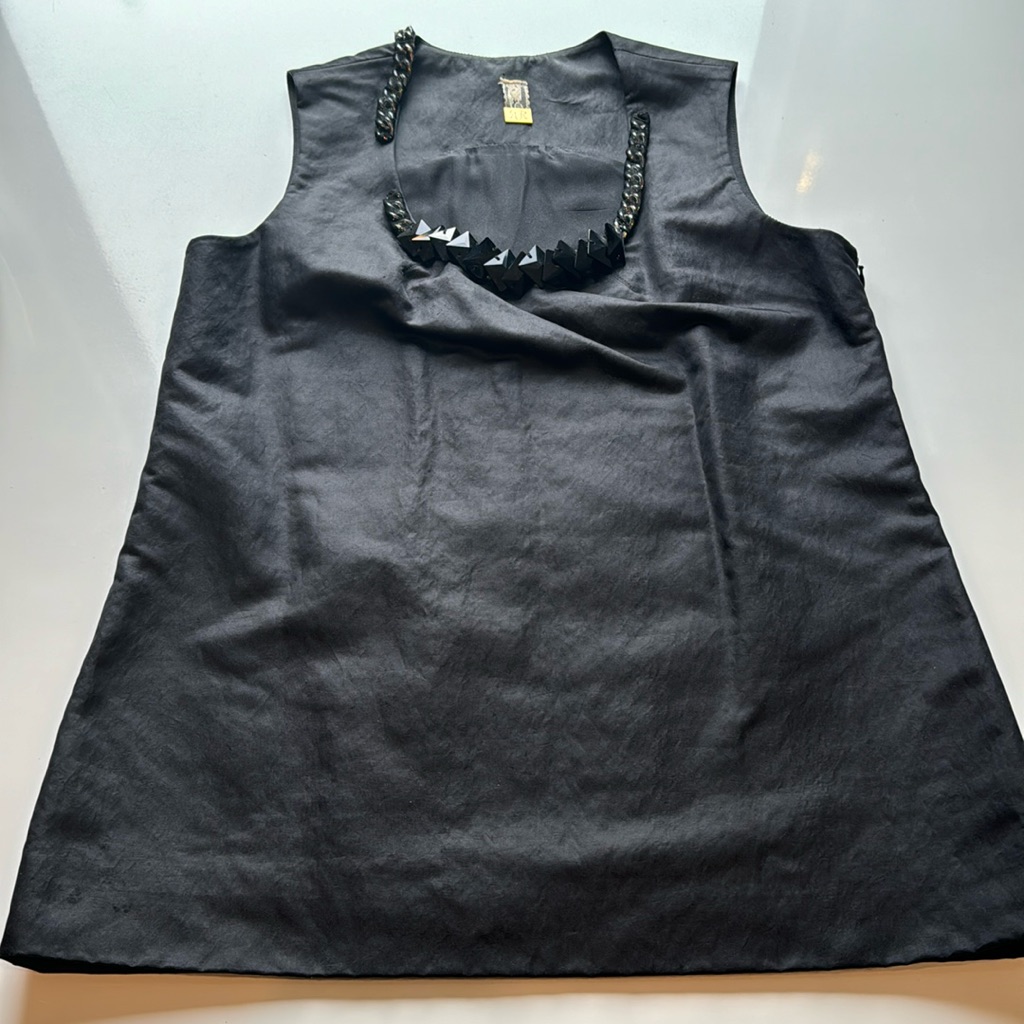 Rachel Roy Black Top With Chain And Gem Neckline. Size 6.